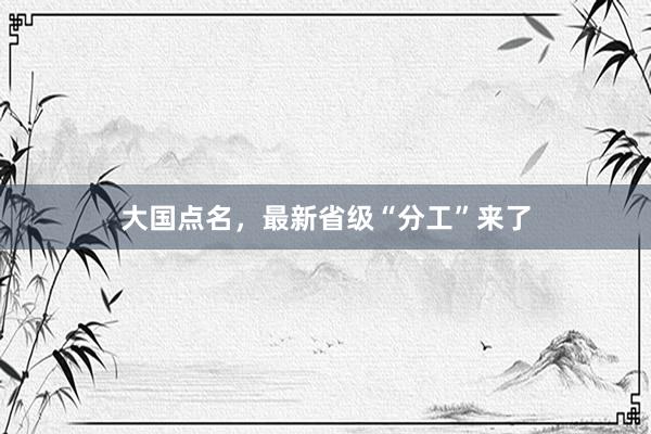 大国点名，最新省级“分工”来了