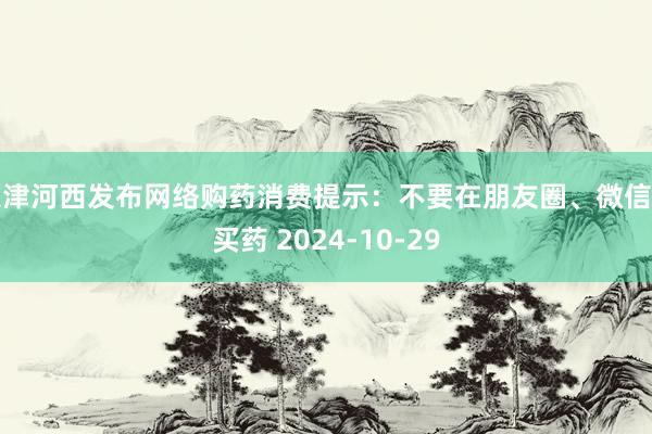 天津河西发布网络购药消费提示：不要在朋友圈、微信群买药 2024-10-29