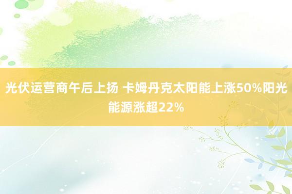 光伏运营商午后上扬 卡姆丹克太阳能上涨50%阳光能源涨超22%