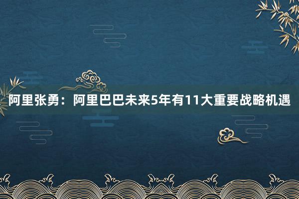 阿里张勇：阿里巴巴未来5年有11大重要战略机遇