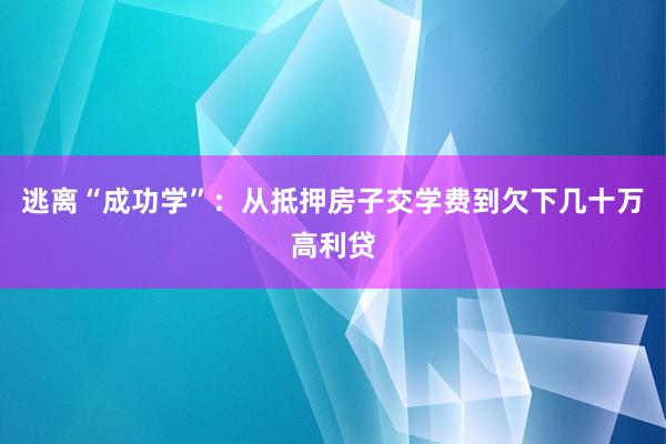 逃离“成功学”：从抵押房子交学费到欠下几十万高利贷