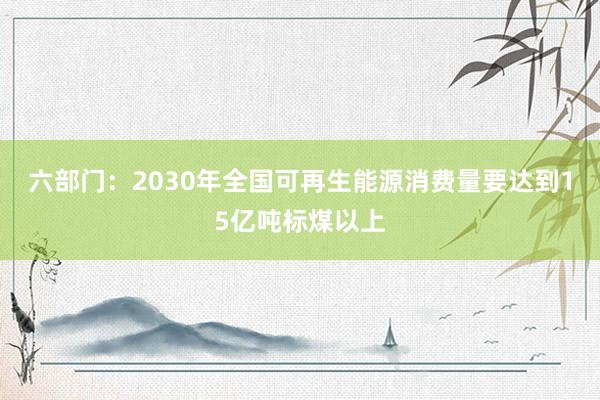 六部门：2030年全国可再生能源消费量要达到15亿吨标煤以上