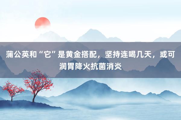 蒲公英和“它”是黄金搭配，坚持连喝几天，或可润胃降火抗菌消炎