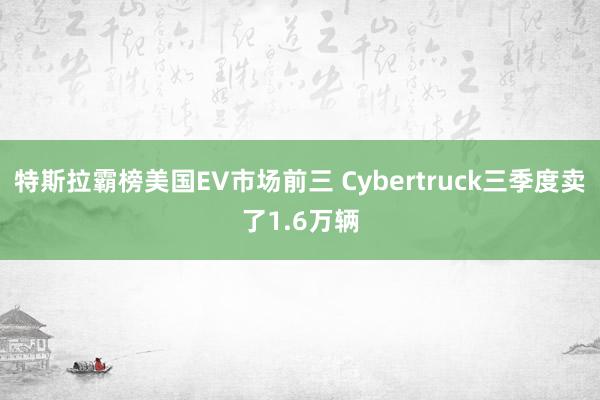 特斯拉霸榜美国EV市场前三 Cybertruck三季度卖了1.6万辆