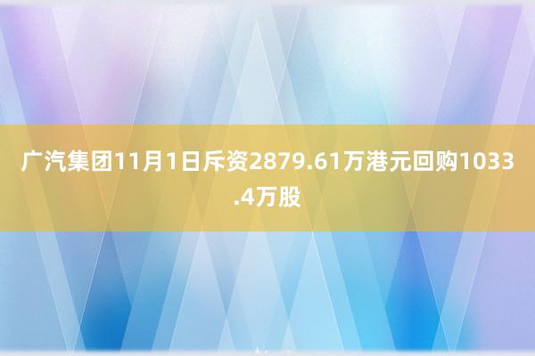 广汽集团11月1日斥资2879.61万港元回购1033.4万股