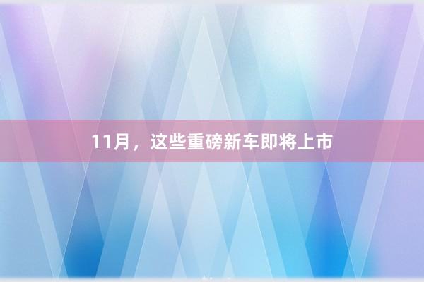 11月，这些重磅新车即将上市