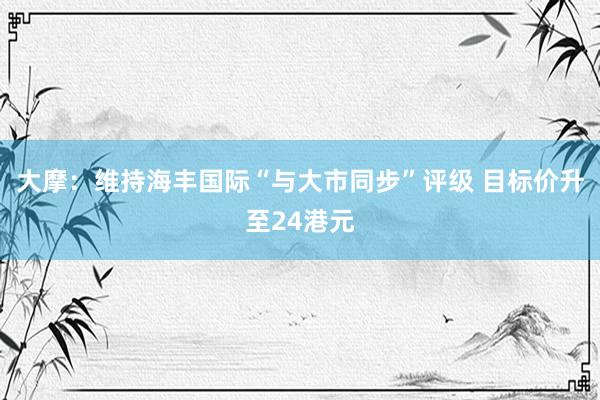 大摩：维持海丰国际“与大市同步”评级 目标价升至24港元