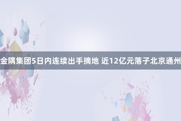 金隅集团5日内连续出手摘地 近12亿元落子北京通州