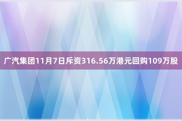 广汽集团11月7日斥资316.56万港元回购109万股