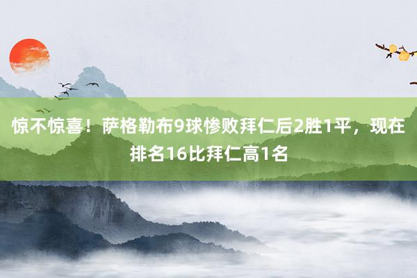 惊不惊喜！萨格勒布9球惨败拜仁后2胜1平，现在排名16比拜仁高1名