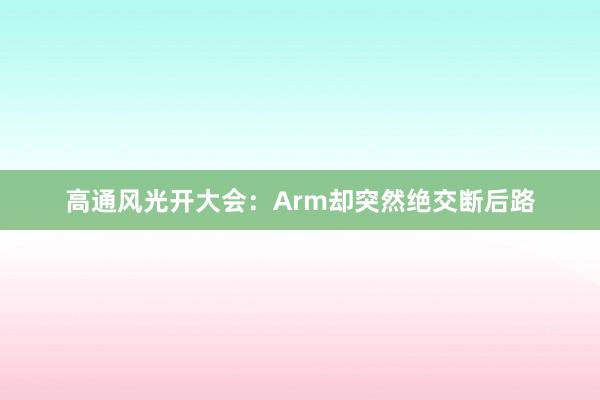 高通风光开大会：Arm却突然绝交断后路