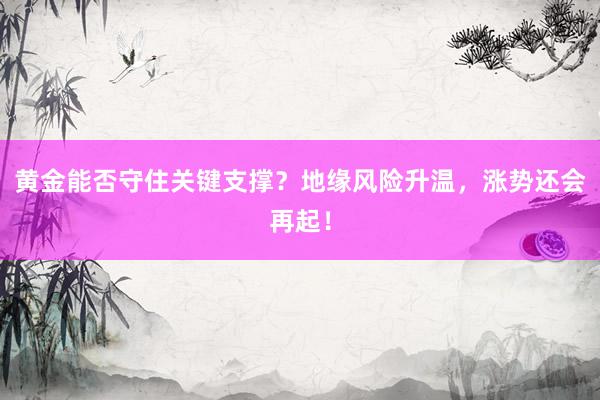 黄金能否守住关键支撑？地缘风险升温，涨势还会再起！