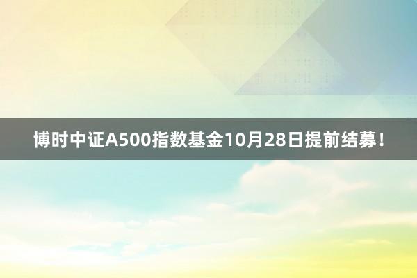 博时中证A500指数基金10月28日提前结募！