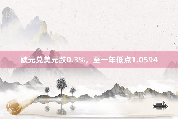 欧元兑美元跌0.3%，至一年低点1.0594