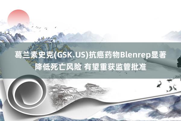 葛兰素史克(GSK.US)抗癌药物Blenrep显著降低死亡风险 有望重获监管批准