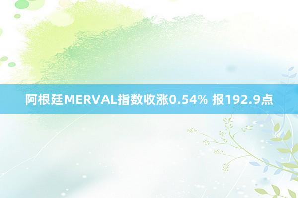 阿根廷MERVAL指数收涨0.54% 报192.9点