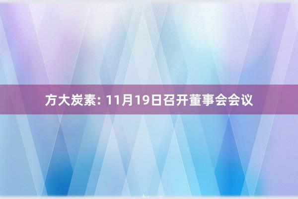 方大炭素: 11月19日召开董事会会议