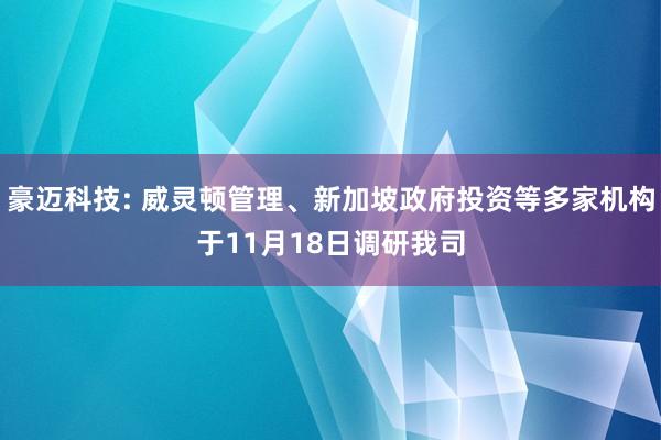 豪迈科技: 威灵顿管理、新加坡政府投资等多家机构于11月18日调研我司