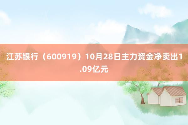 江苏银行（600919）10月28日主力资金净卖出1.09亿元