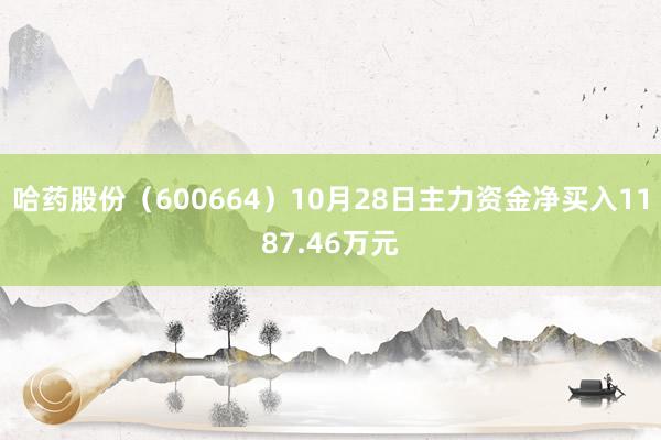 哈药股份（600664）10月28日主力资金净买入1187.46万元