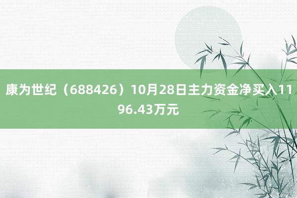 康为世纪（688426）10月28日主力资金净买入1196.43万元