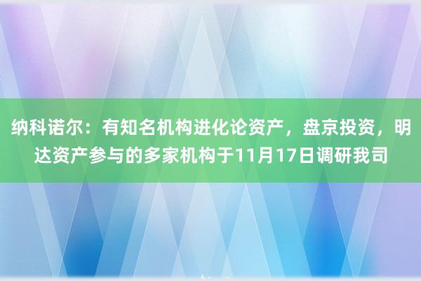 纳科诺尔：有知名机构进化论资产，盘京投资，明达资产参与的多家机构于11月17日调研我司