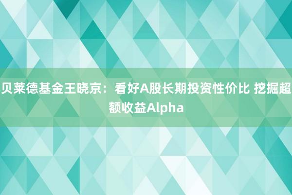 贝莱德基金王晓京：看好A股长期投资性价比 挖掘超额收益Alpha