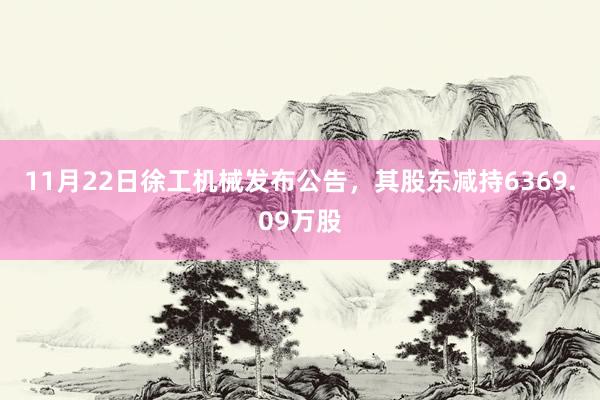 11月22日徐工机械发布公告，其股东减持6369.09万股