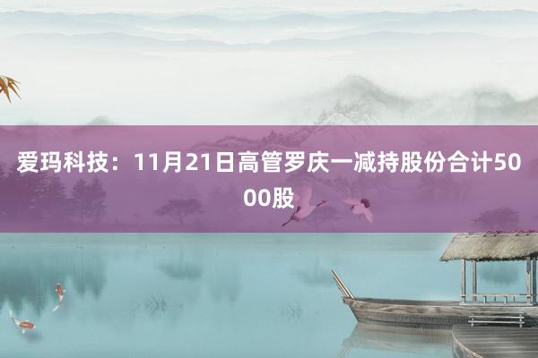 爱玛科技：11月21日高管罗庆一减持股份合计5000股