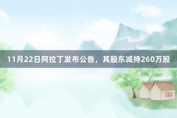 11月22日阿拉丁发布公告，其股东减持260万股