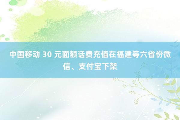 中国移动 30 元面额话费充值在福建等六省份微信、支付宝下架