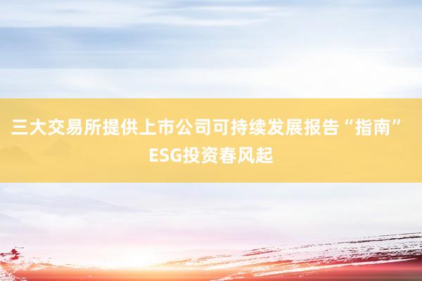 三大交易所提供上市公司可持续发展报告“指南” ESG投资春风起