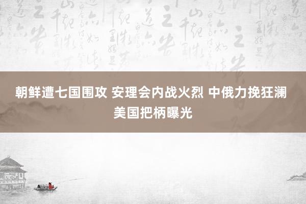 朝鲜遭七国围攻 安理会内战火烈 中俄力挽狂澜 美国把柄曝光