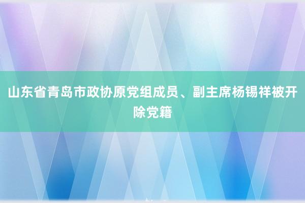 山东省青岛市政协原党组成员、副主席杨锡祥被开除党籍