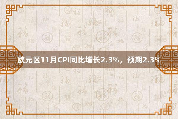 欧元区11月CPI同比增长2.3%，预期2.3%