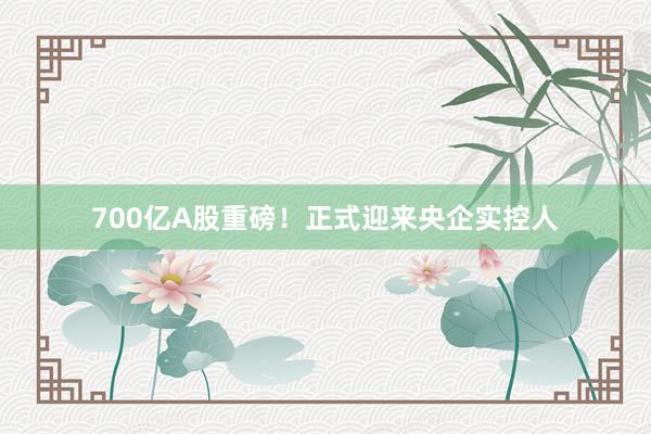 700亿A股重磅！正式迎来央企实控人