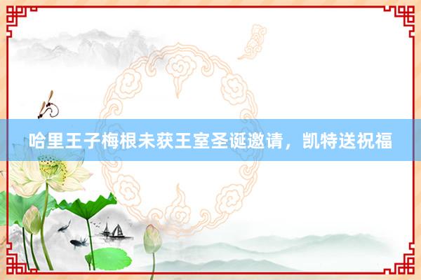 哈里王子梅根未获王室圣诞邀请，凯特送祝福