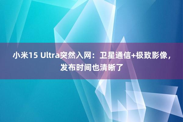 小米15 Ultra突然入网：卫星通信+极致影像，发布时间也清晰了