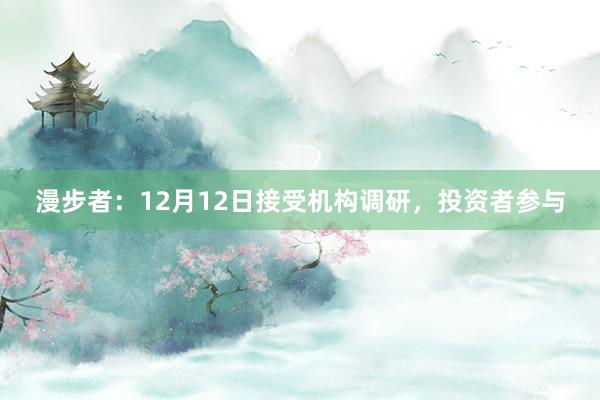 漫步者：12月12日接受机构调研，投资者参与